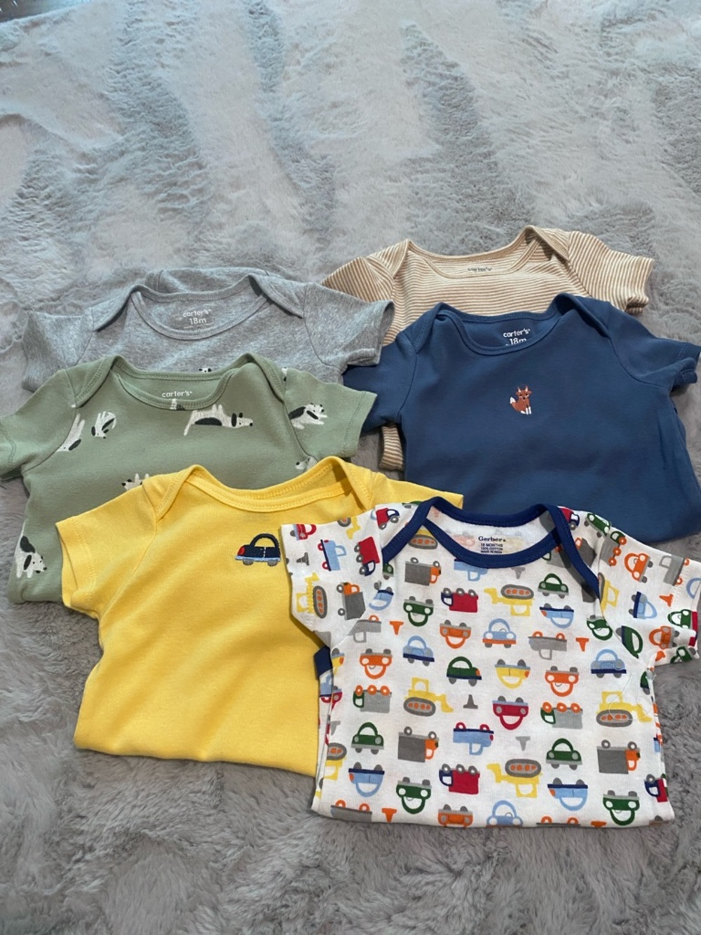 Carter's Baby Bodysuit Bundle - Multicolor Cars & Solids